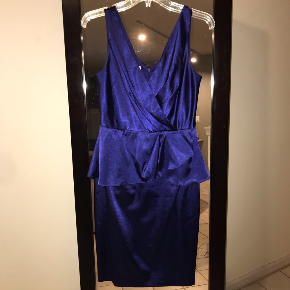 London Times Satin Peplum Cocktail Dress